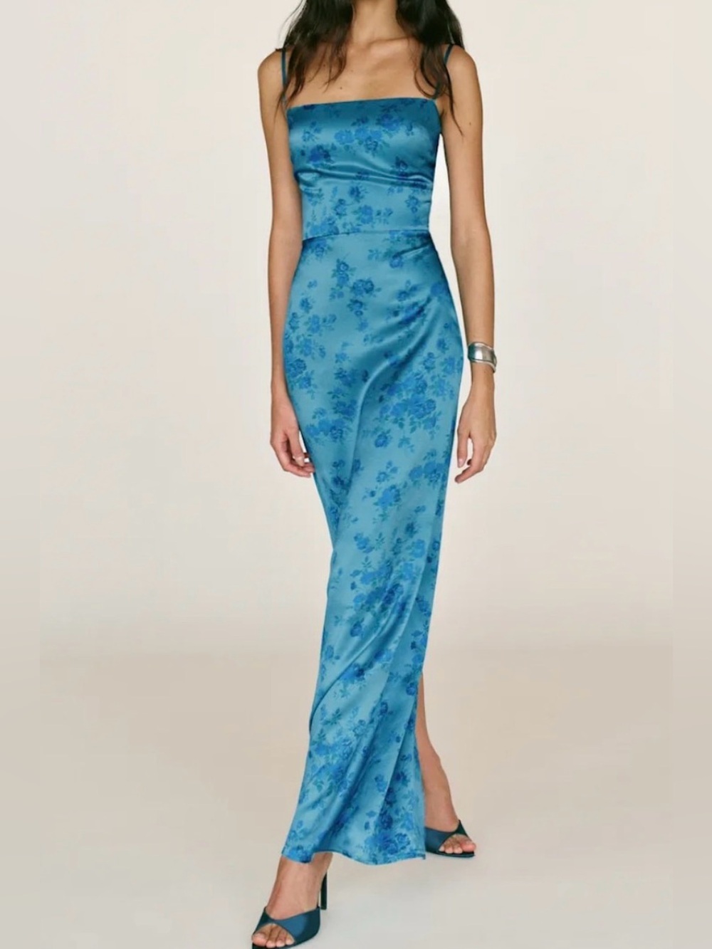 Reformation Frankie Silk Aqua Dress NEW NWT